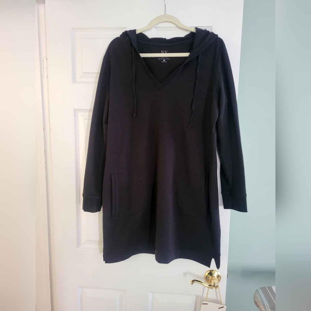 NY&CO Black Hooded Sweatshirt Tunic